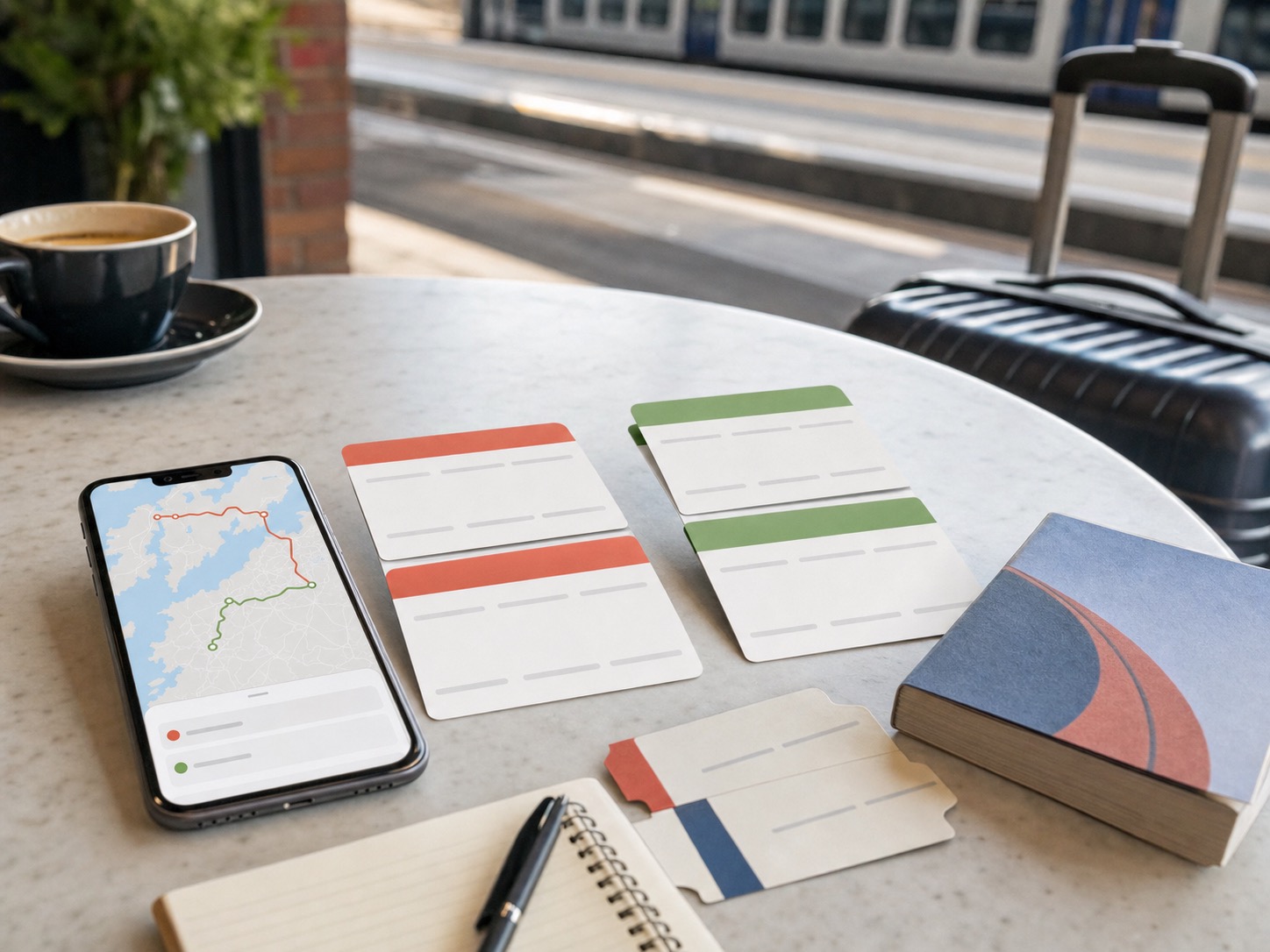 Phone and travel route notes showing when a UK eSIM or Europe eSIM fits better